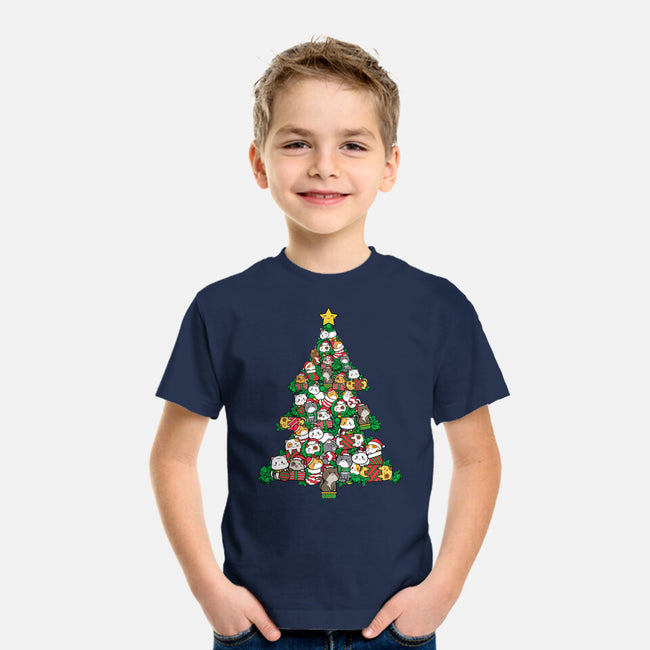 Cat Doodle Christmas Tree-youth basic tee-bloomgrace28