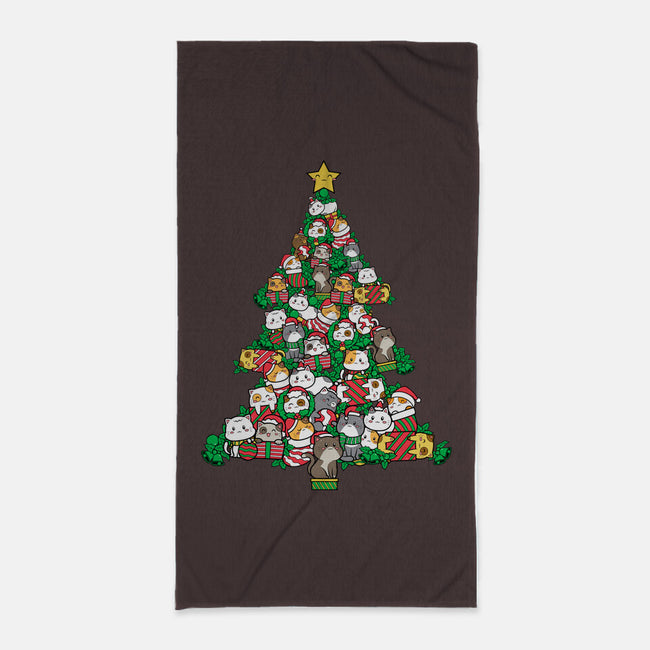 Cat Doodle Christmas Tree-none beach towel-bloomgrace28