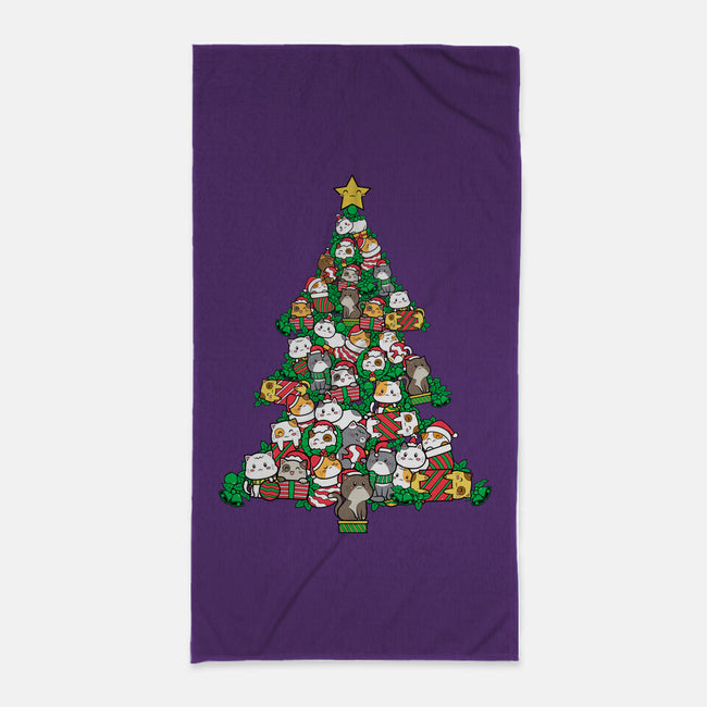 Cat Doodle Christmas Tree-none beach towel-bloomgrace28