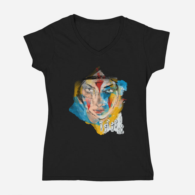 Inked Mononoke Princess-womens v-neck tee-kharmazero