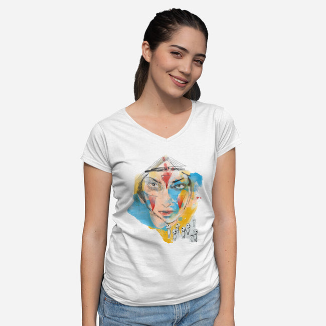 Inked Mononoke Princess-womens v-neck tee-kharmazero