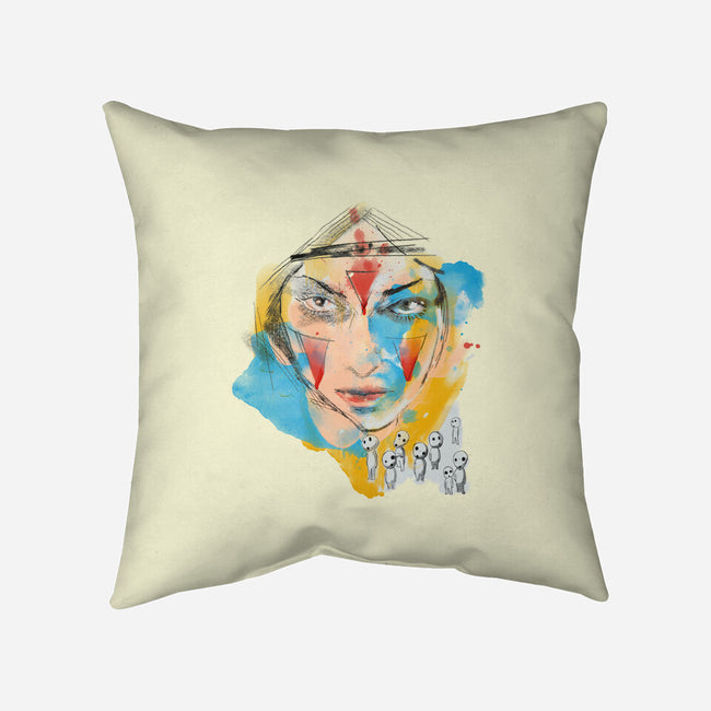 Inked Mononoke Princess-none removable cover throw pillow-kharmazero