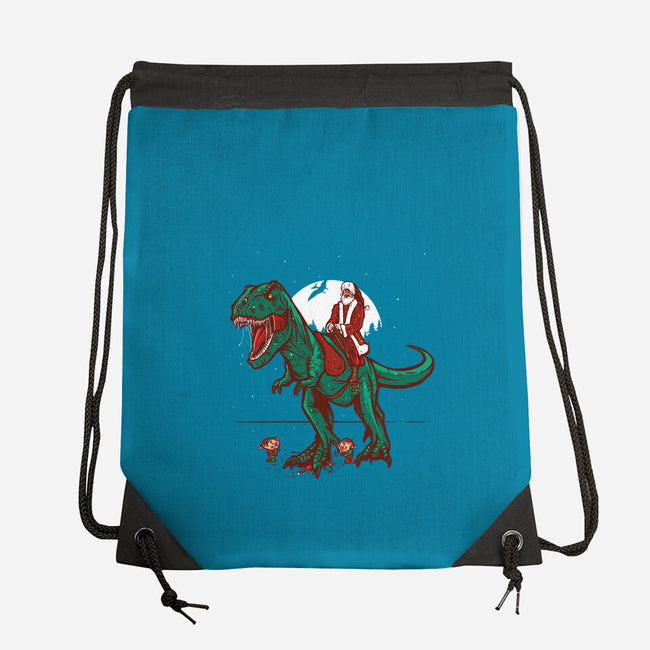T-Rex Christmas-none drawstring bag-AndreusD