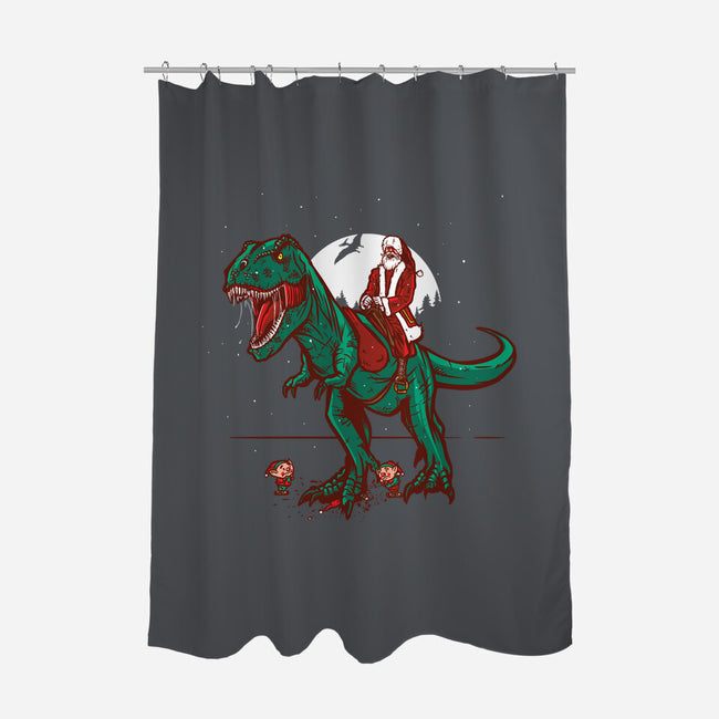 T-Rex Christmas-none polyester shower curtain-AndreusD
