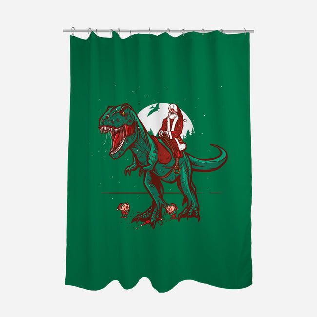 T-Rex Christmas-none polyester shower curtain-AndreusD