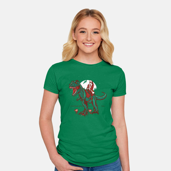 T-Rex Christmas-womens fitted tee-AndreusD