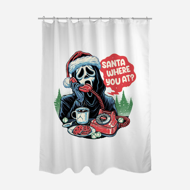 Calling Santa-none polyester shower curtain-momma_gorilla