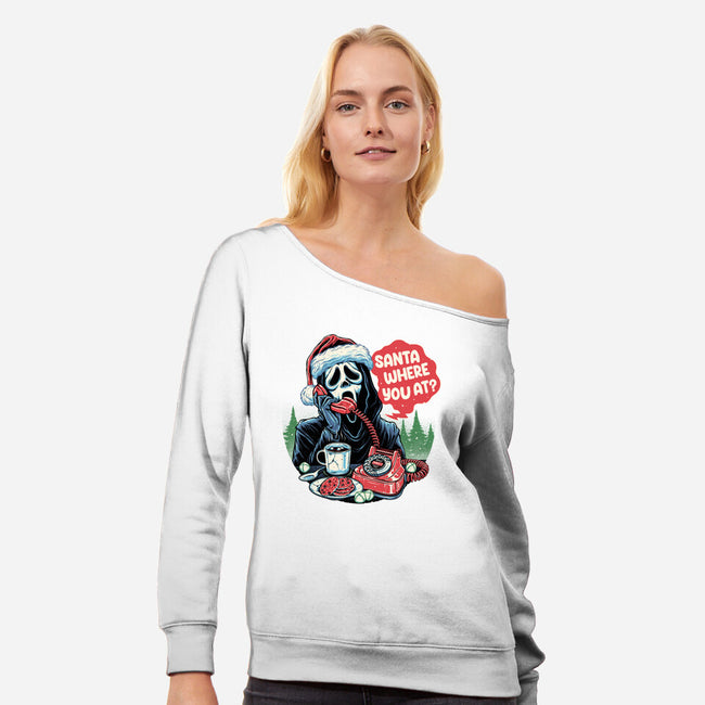 Calling Santa-womens off shoulder sweatshirt-momma_gorilla
