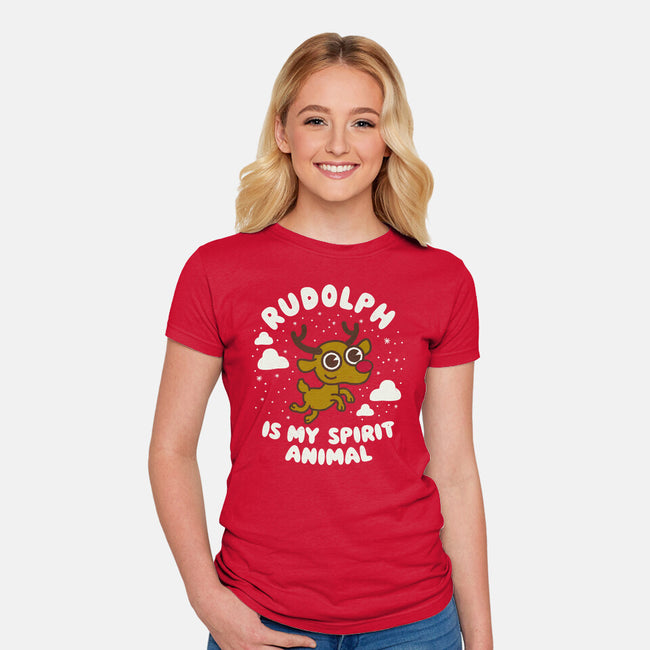 Rudolph Is My Spirit Animal-womens fitted tee-Weird & Punderful
