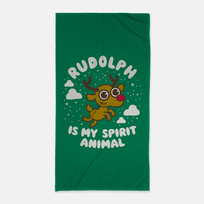 Rudolph Is My Spirit Animal-none beach towel-Weird & Punderful