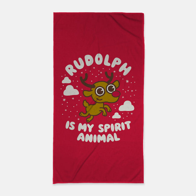 Rudolph Is My Spirit Animal-none beach towel-Weird & Punderful