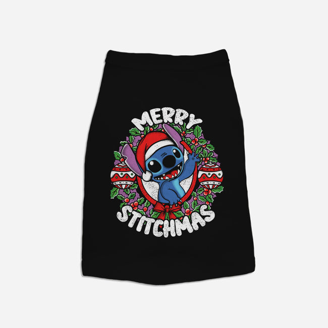 Merry Stitchmas-dog basic pet tank-turborat14