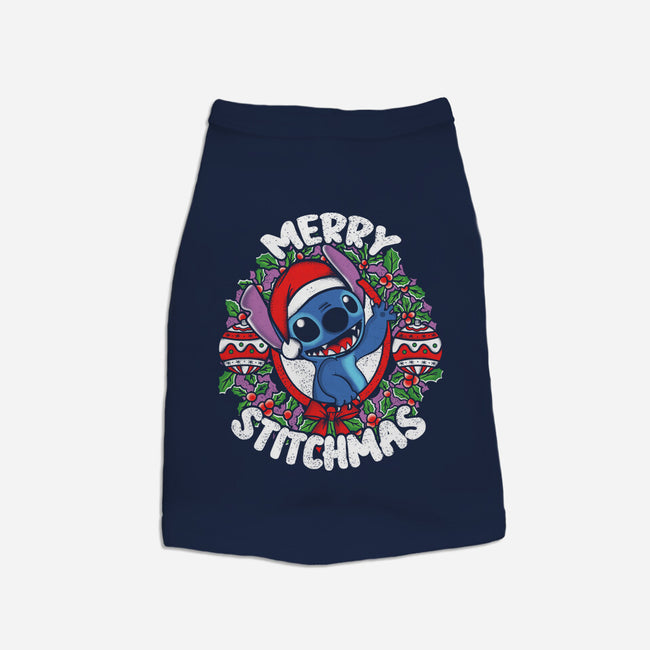 Merry Stitchmas-dog basic pet tank-turborat14