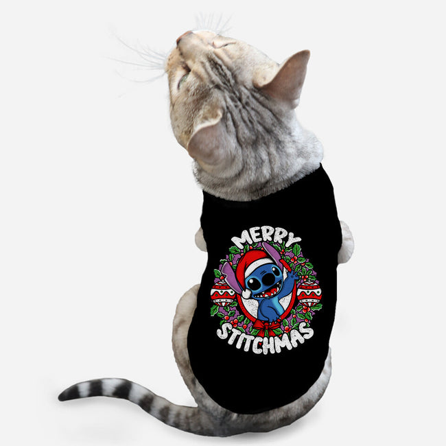 Merry Stitchmas-cat basic pet tank-turborat14