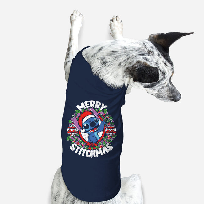 Merry Stitchmas-dog basic pet tank-turborat14