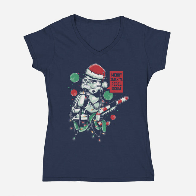 Merry Xmas Ya Rebel Scum-womens v-neck tee-Arigatees