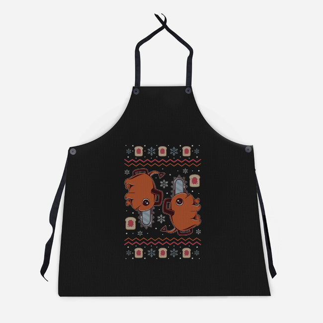 Cute Devil Dog Christmas-unisex kitchen apron-Alundrart