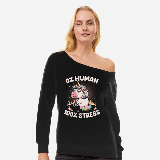 Not Human Just Stressed-womens off shoulder sweatshirt-koalastudio