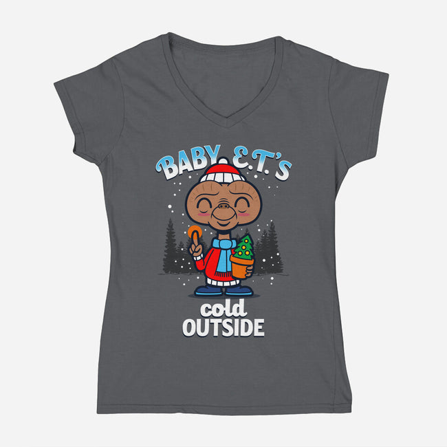 Baby E.T.'s Cold Outside-womens v-neck tee-Boggs Nicolas