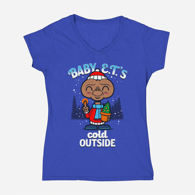 Baby E.T.'s Cold Outside-womens v-neck tee-Boggs Nicolas