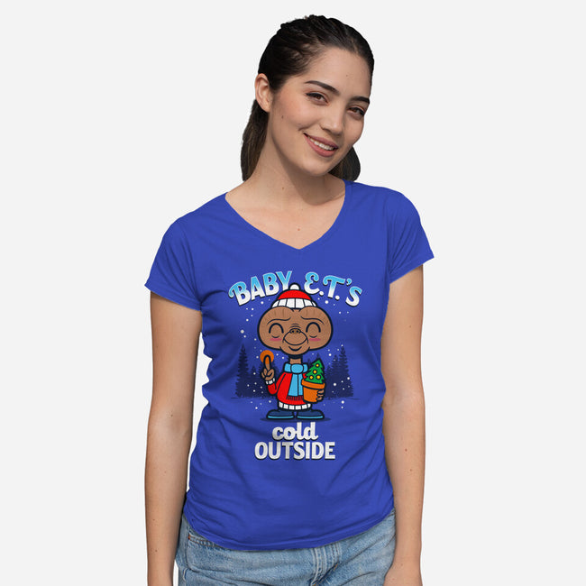 Baby E.T.'s Cold Outside-womens v-neck tee-Boggs Nicolas