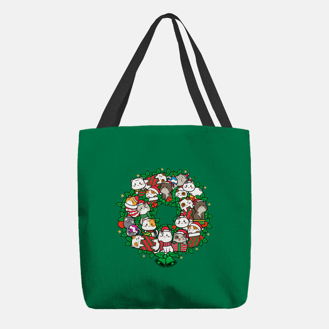 Catmas Wreath-none basic tote bag-bloomgrace28