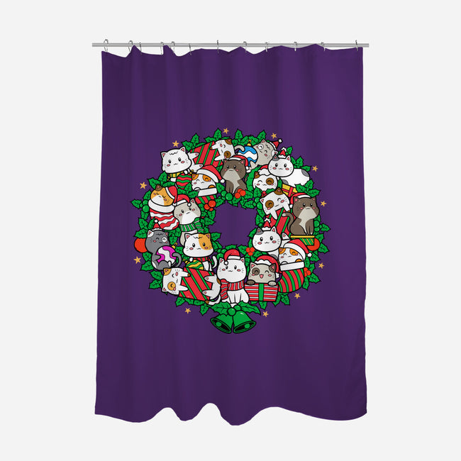 Catmas Wreath-none polyester shower curtain-bloomgrace28