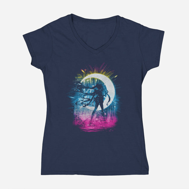Moon Storm-womens v-neck tee-kharmazero