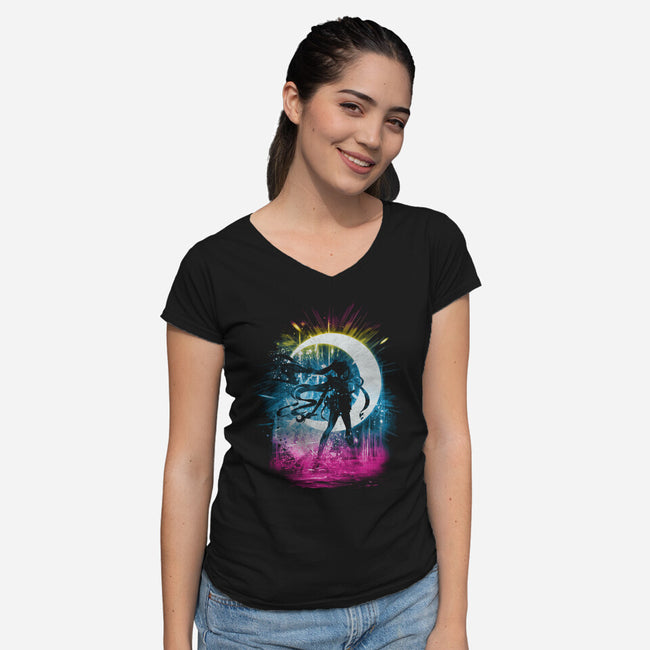 Moon Storm-womens v-neck tee-kharmazero