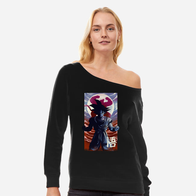 Saiyan Moonlight-womens off shoulder sweatshirt-fanfabio