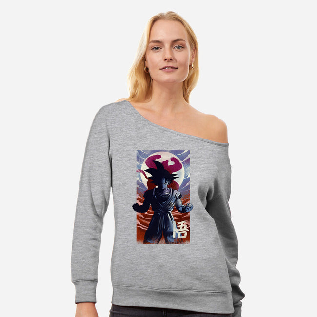 Saiyan Moonlight-womens off shoulder sweatshirt-fanfabio