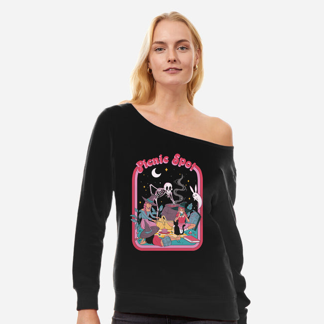 Picnic Spot-womens off shoulder sweatshirt-yumie