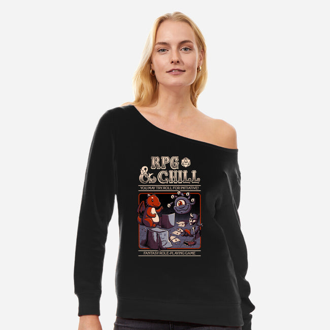 RPG & Chill-womens off shoulder sweatshirt-The Inked Smith