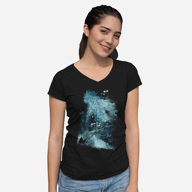 Forest Spirit Rising-womens v-neck tee-kharmazero