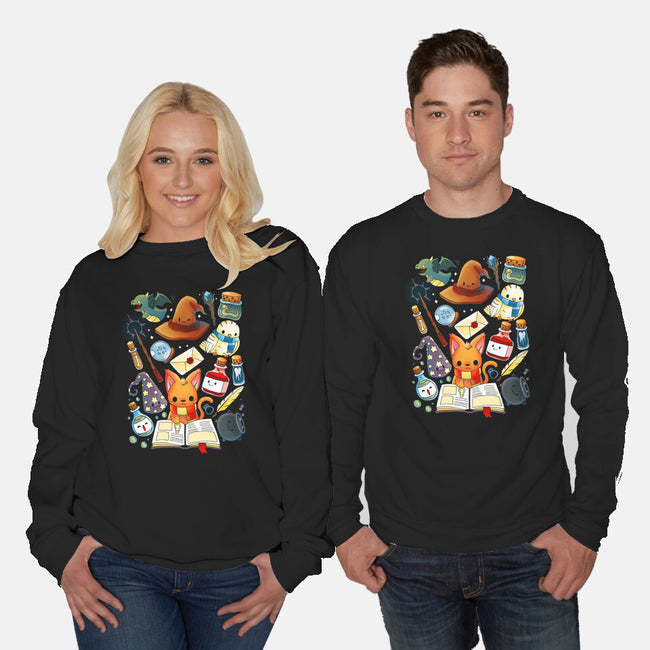 Kitten Wizard-unisex crew neck sweatshirt-Vallina84