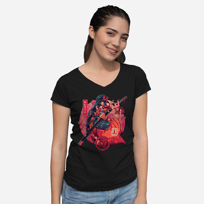 Sutorito Samurai-womens v-neck tee-Bruno Mota