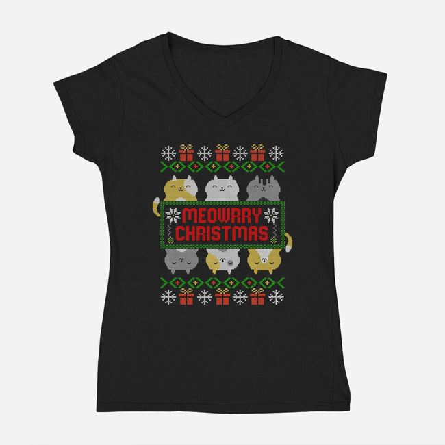 A Meowrry Christmas-womens v-neck tee-NMdesign