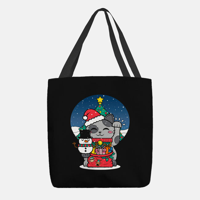 Lucky Christmas Cat-none basic tote bag-krisren28