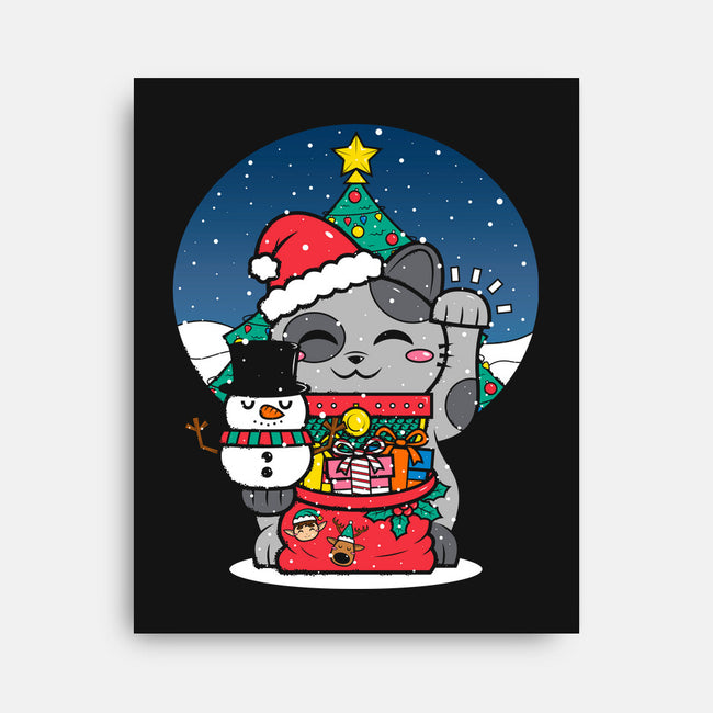 Lucky Christmas Cat-none stretched canvas-krisren28