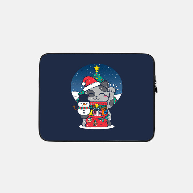 Lucky Christmas Cat-none zippered laptop sleeve-krisren28