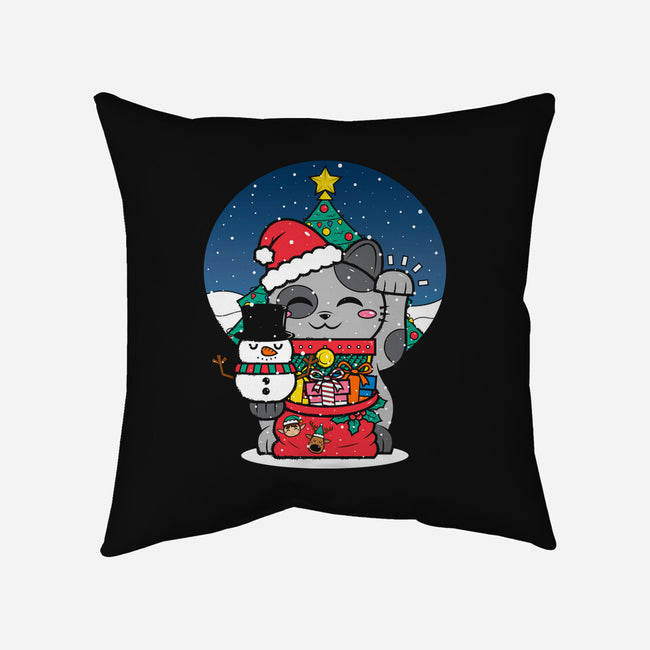 Lucky Christmas Cat-none removable cover throw pillow-krisren28