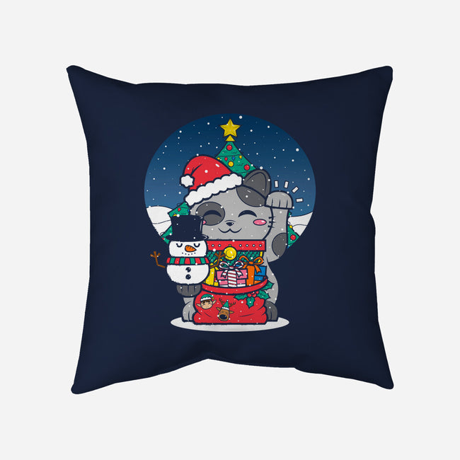 Lucky Christmas Cat-none removable cover throw pillow-krisren28