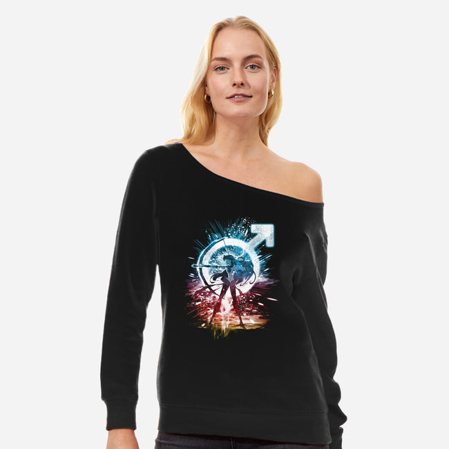 Mars Storm-womens off shoulder sweatshirt-kharmazero
