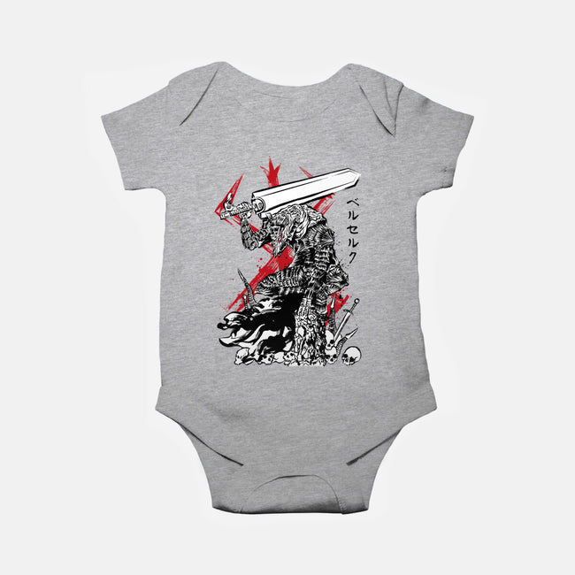 Lone Swordsman Sumi-e-baby basic onesie-DrMonekers