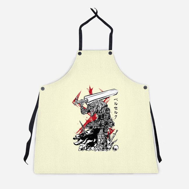 Lone Swordsman Sumi-e-unisex kitchen apron-DrMonekers