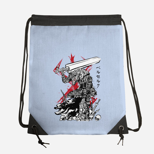 Lone Swordsman Sumi-e-none drawstring bag-DrMonekers