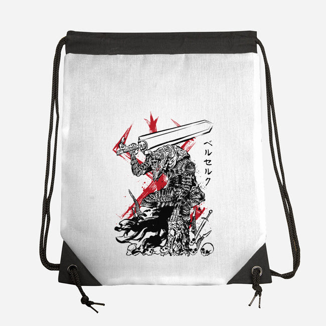 Lone Swordsman Sumi-e-none drawstring bag-DrMonekers