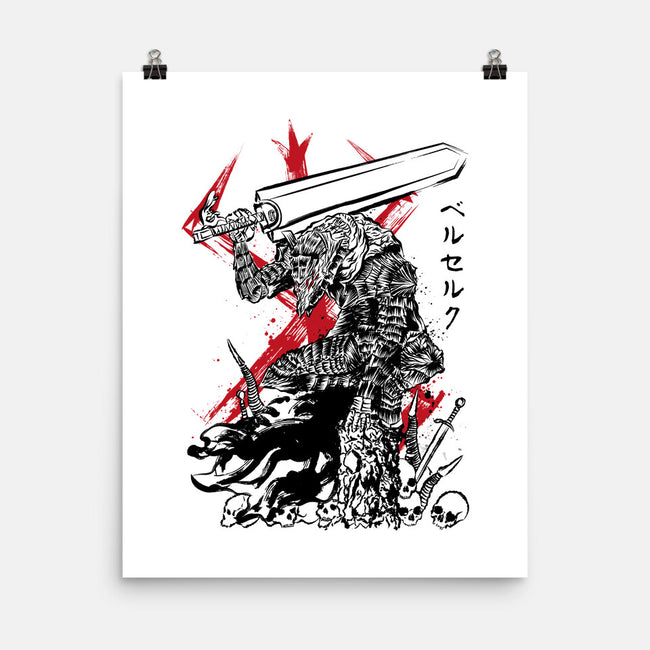 Lone Swordsman Sumi-e-none matte poster-DrMonekers