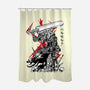 Lone Swordsman Sumi-e-none polyester shower curtain-DrMonekers