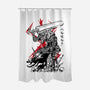 Lone Swordsman Sumi-e-none polyester shower curtain-DrMonekers